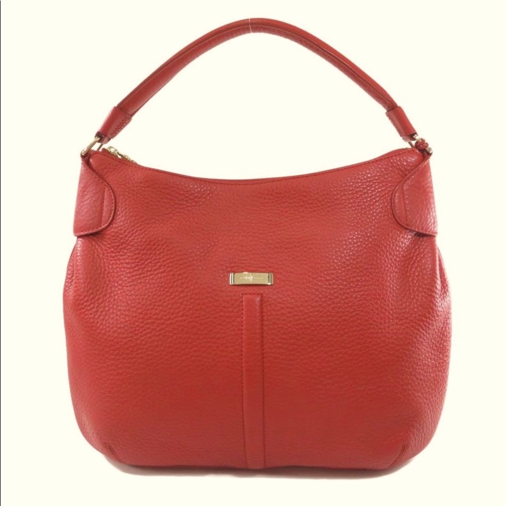 Orange pebble leather shoulder bag